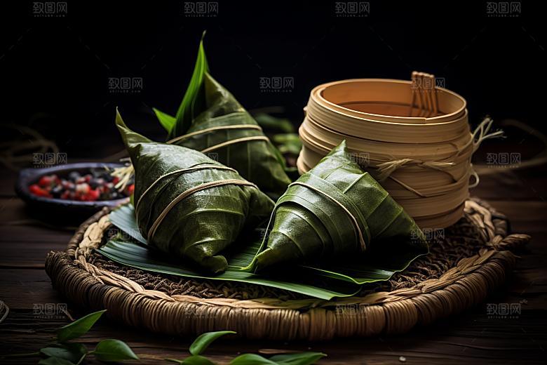 粽子节日节气包粽子摄影图