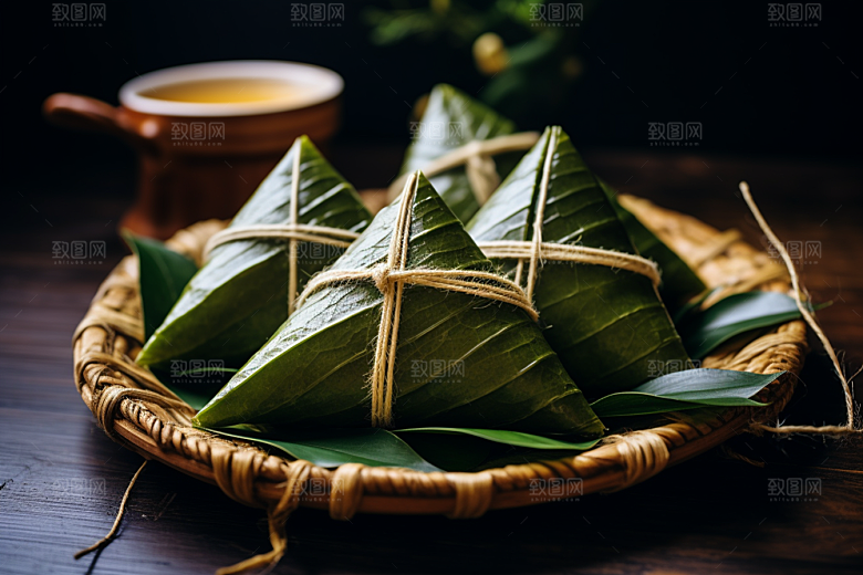 粽子粽叶美味摄影图