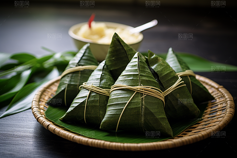 粽子美味包粽子摄影图