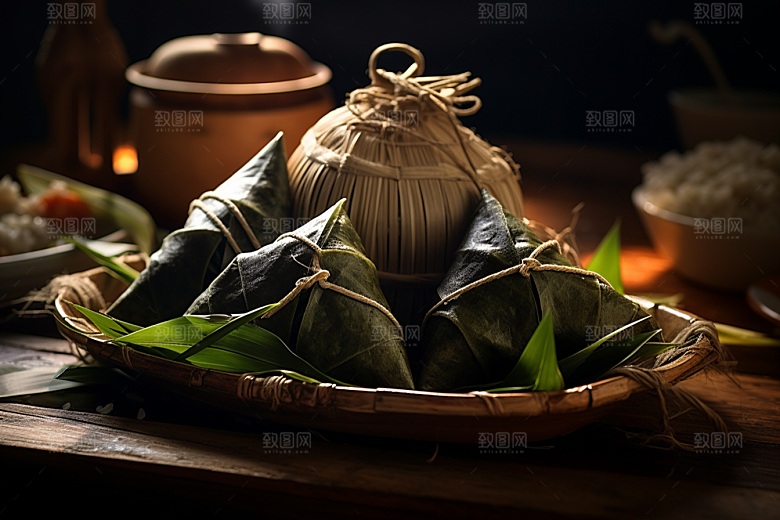 粽子美味包粽子摄影图