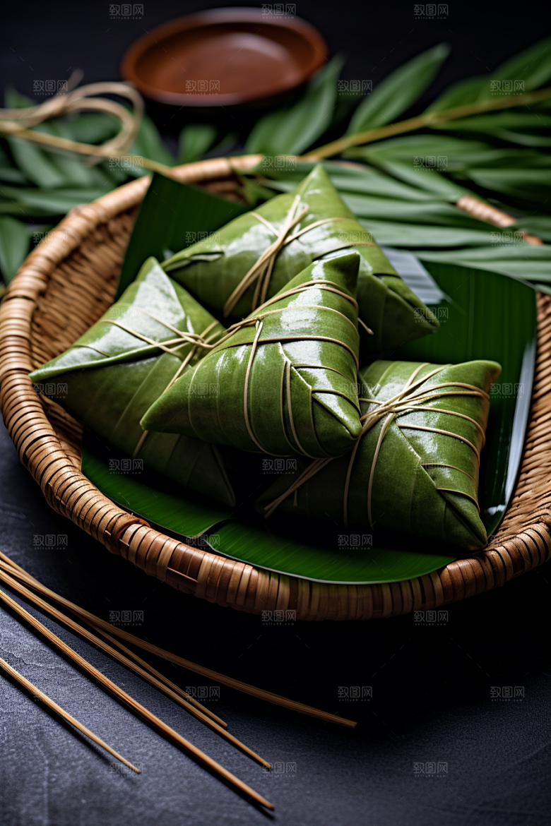 粽子粽叶高清摄影图