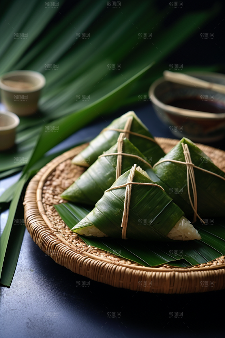 粽子粽叶端午节摄影图