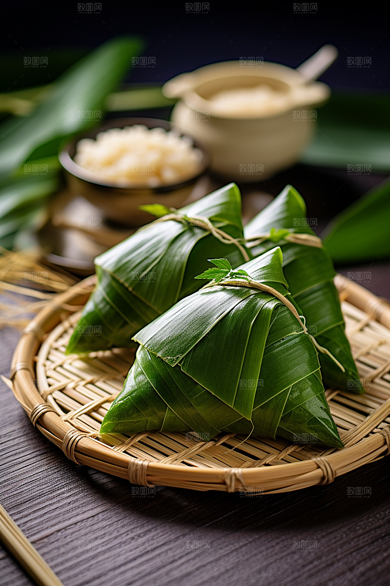 粽子粽叶节日节气摄影图