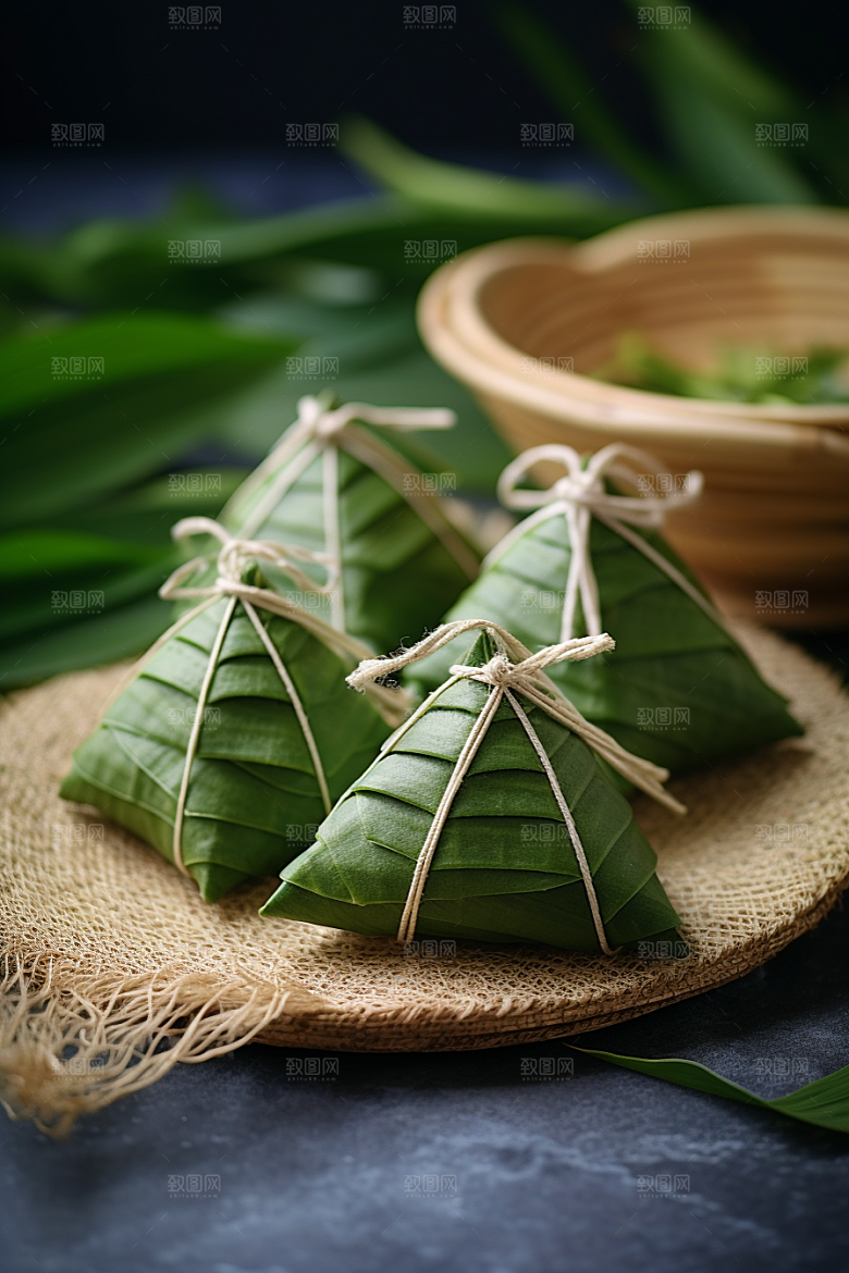 粽子高清粽叶摄影图