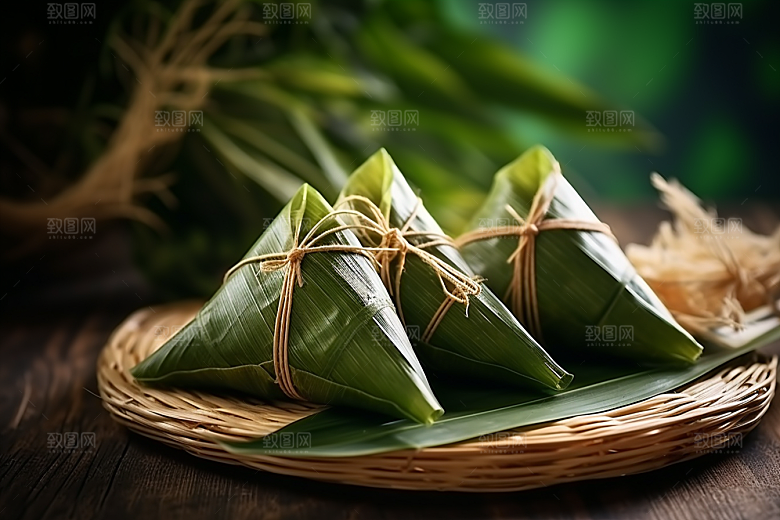 粽子粽叶小吃摄影图