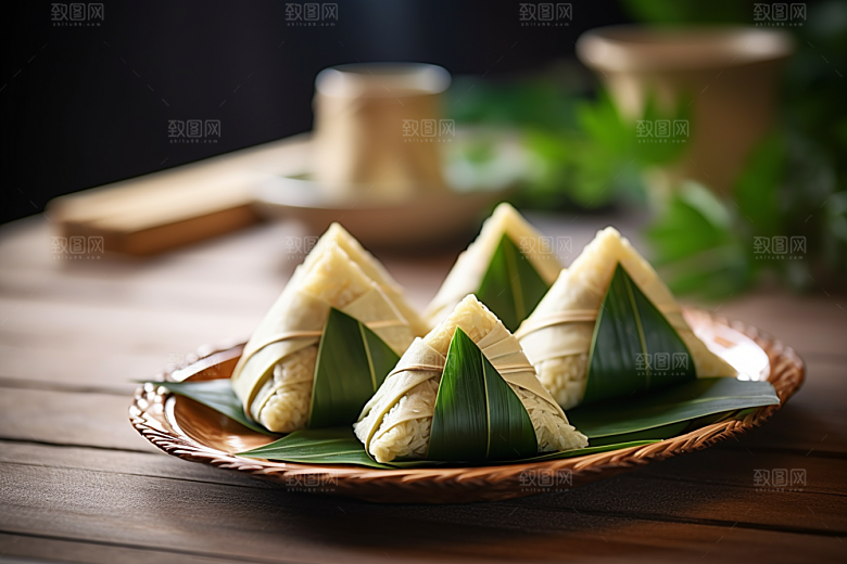 粽子节日节气粽叶摄影图