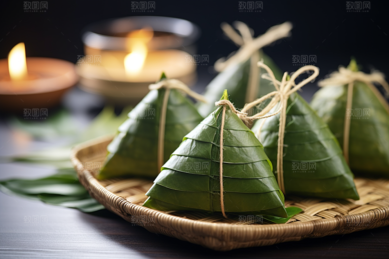 粽子粽叶小吃摄影图