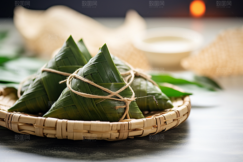 粽子高清粽叶摄影图