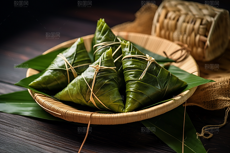 粽子小吃包粽子摄影图