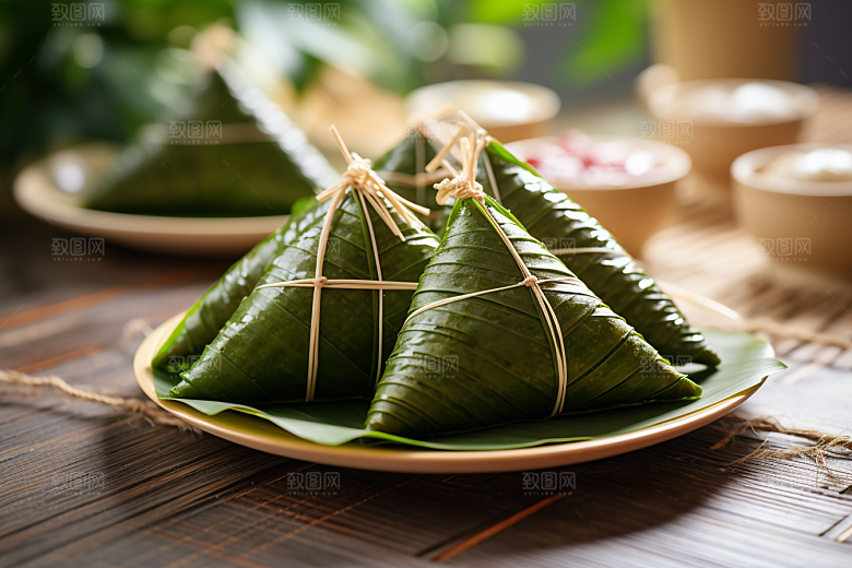 粽子粽叶端午节摄影图