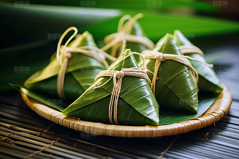 粽子粽叶端午节摄影图