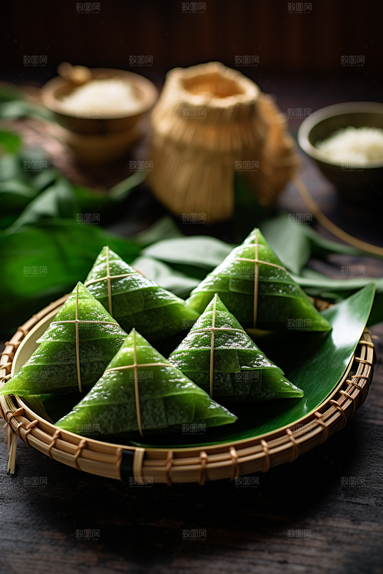 粽子美味包粽子摄影图