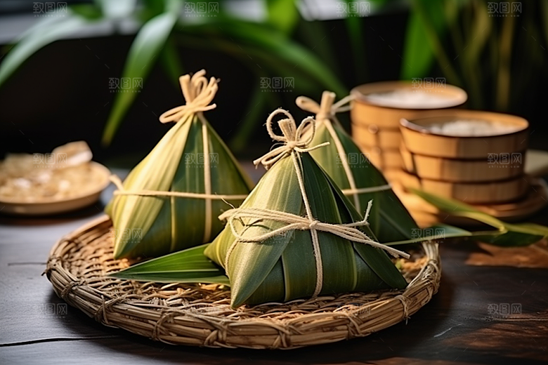 粽子小吃包粽子摄影图