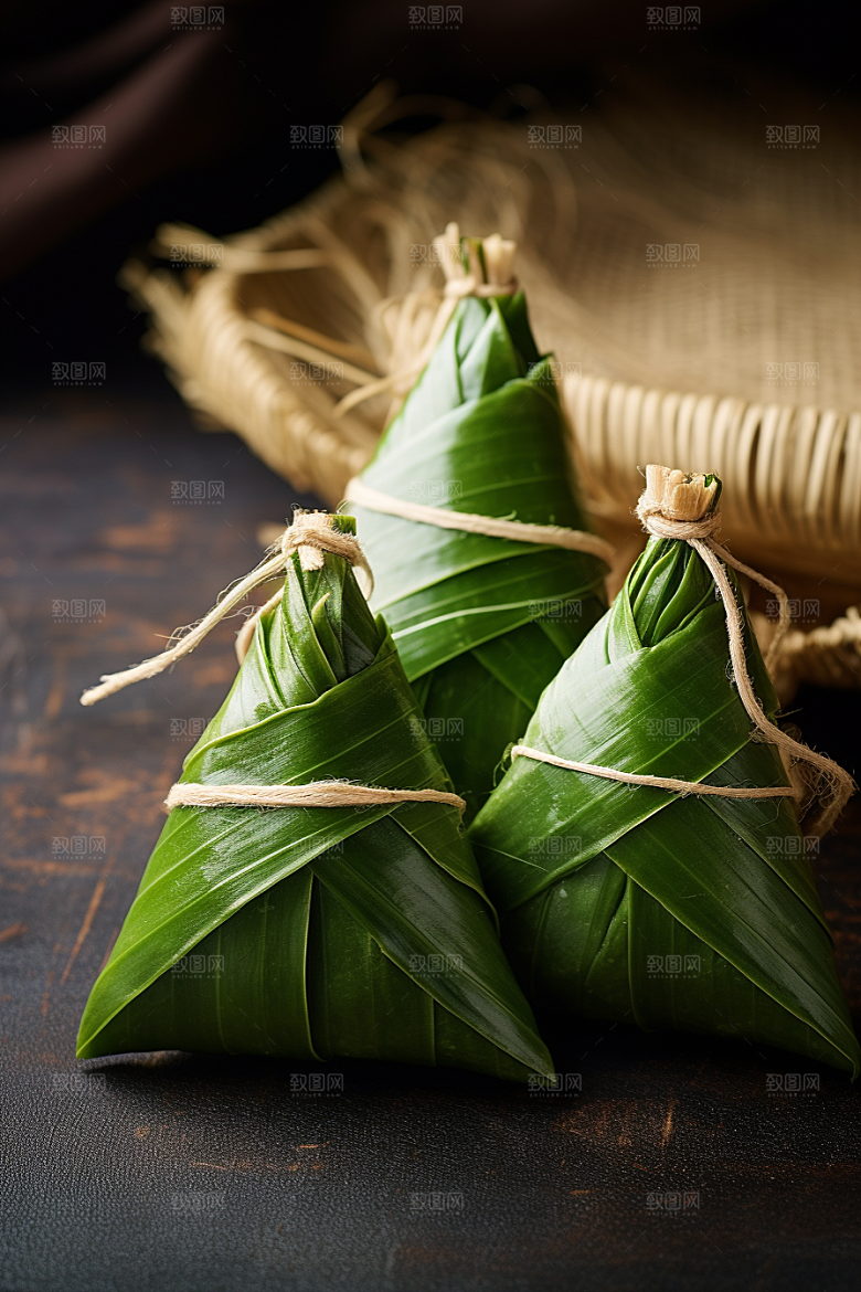 粽子包粽子粽叶摄影图