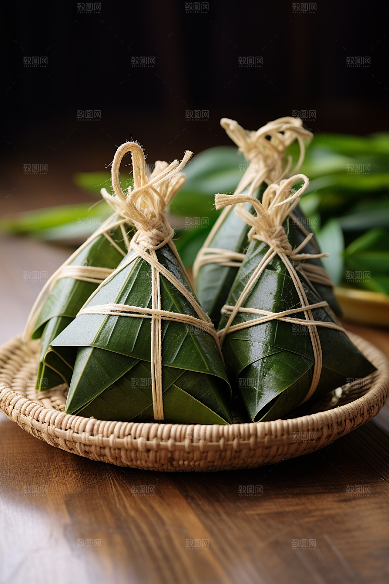 粽子粽叶高清摄影图