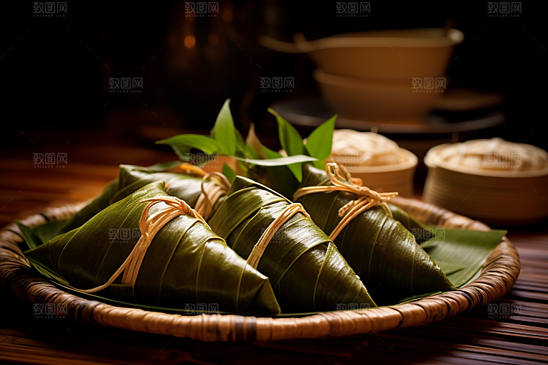 粽子小吃高清摄影图