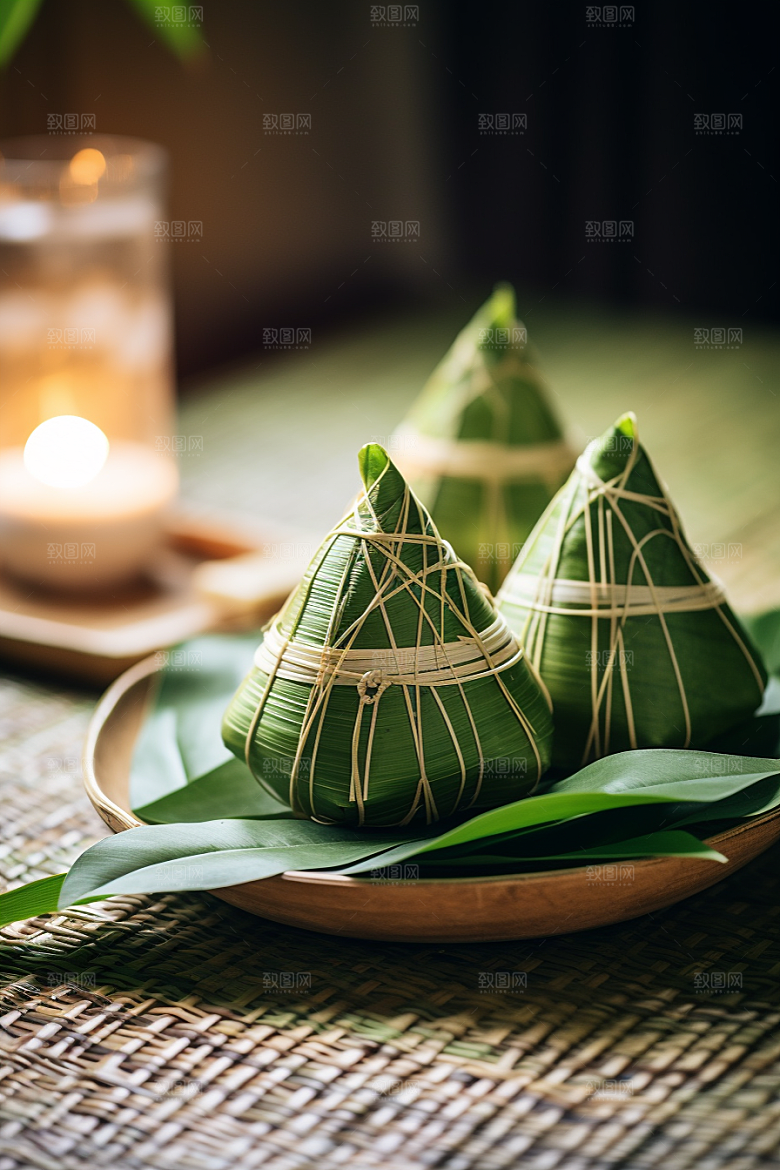 粽子传统美食包粽子摄影图