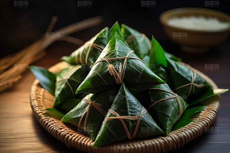 粽子小吃传统美食摄影图
