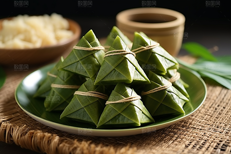 粽子高清粽叶摄影图