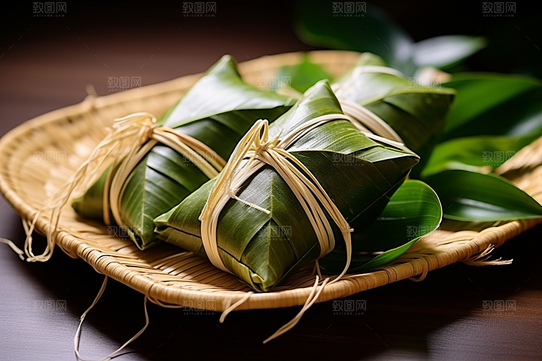粽子高清粽叶摄影图