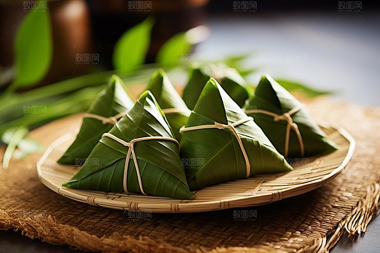 粽子端午节粽叶摄影图