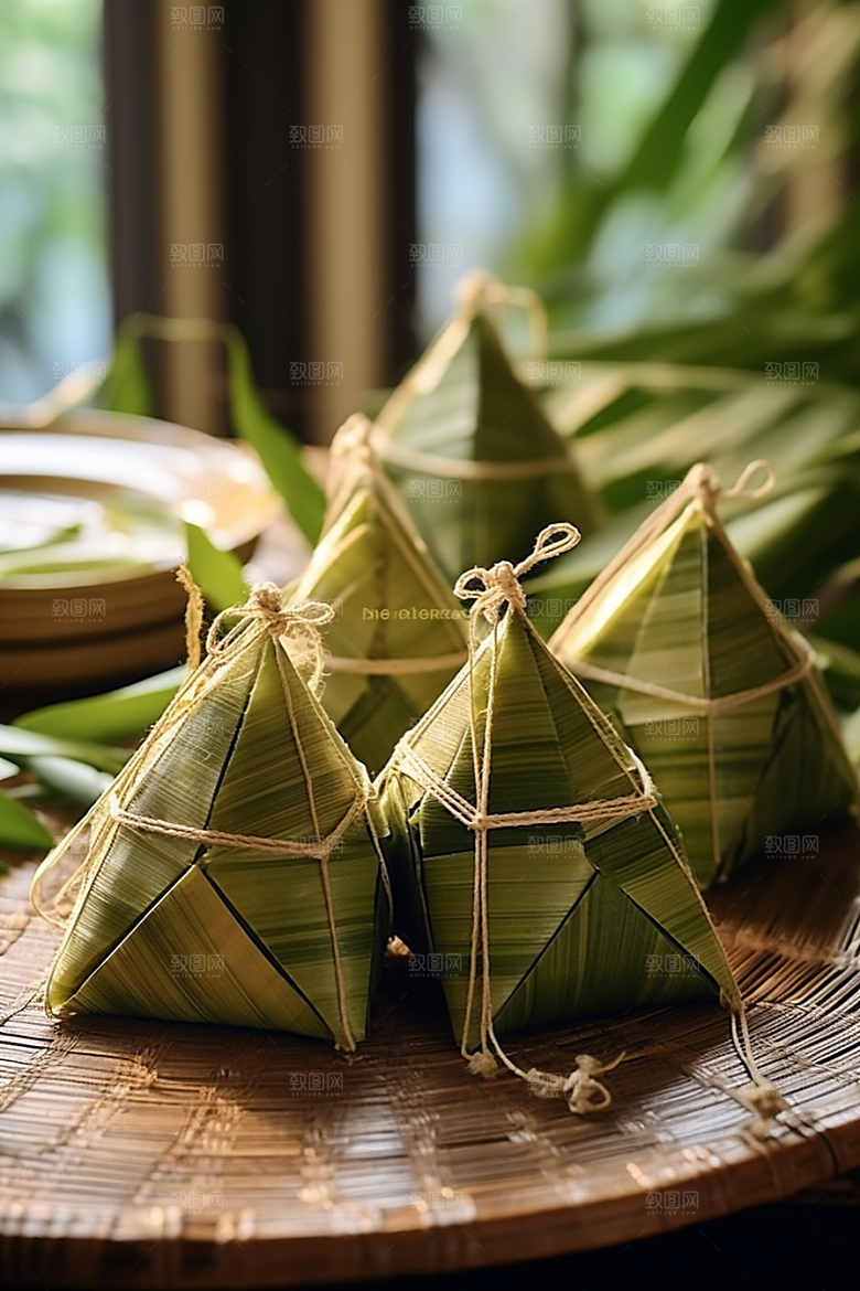 粽子粽叶美味摄影图