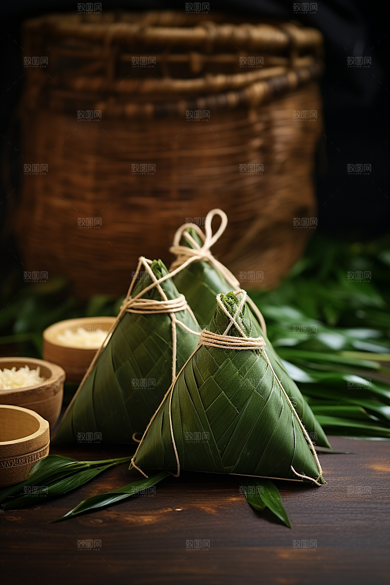 粽子高清包粽子摄影图