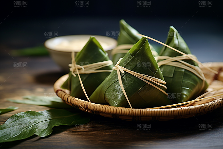粽子包粽子粽叶摄影图