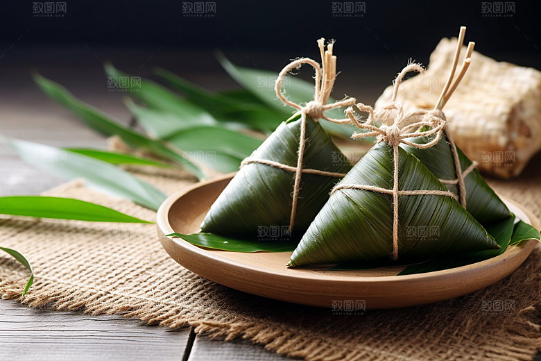粽子节日节气粽叶摄影图