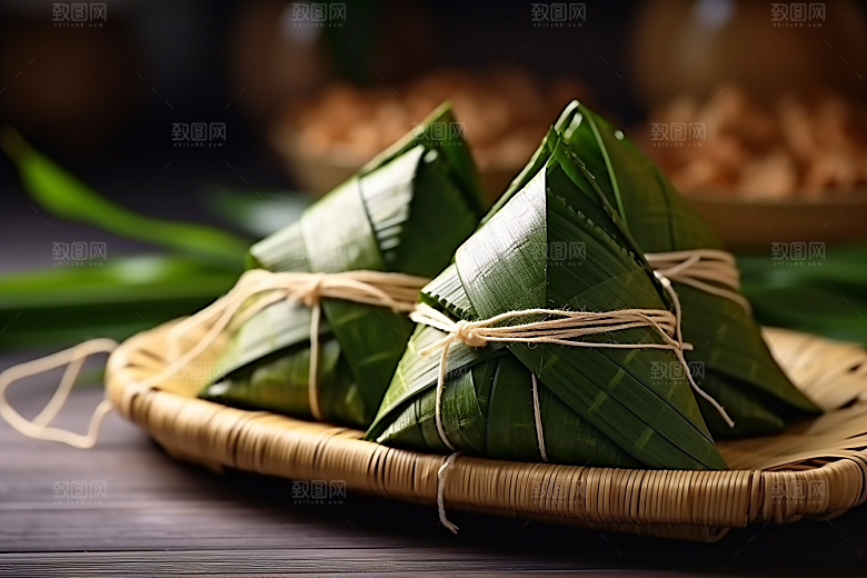 粽子高清粽叶摄影图