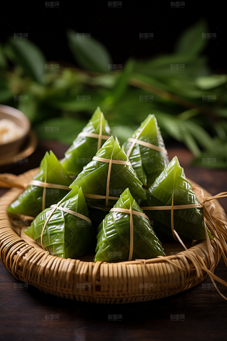 粽子粽叶自然摄影图