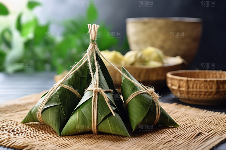 粽子粽叶节日节气摄影图