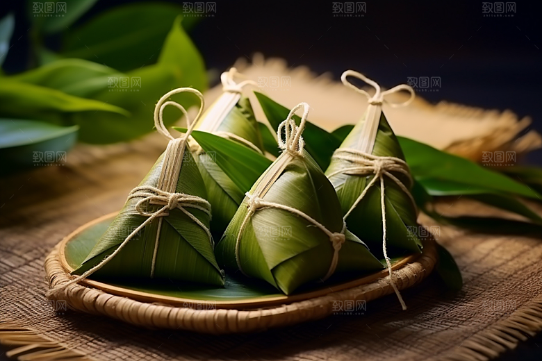粽子粽叶自然摄影图