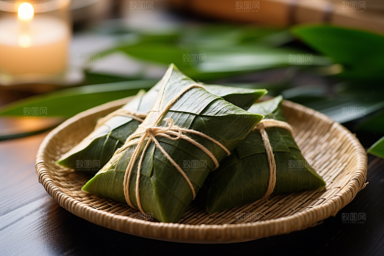 粽子传统美食自然摄影图