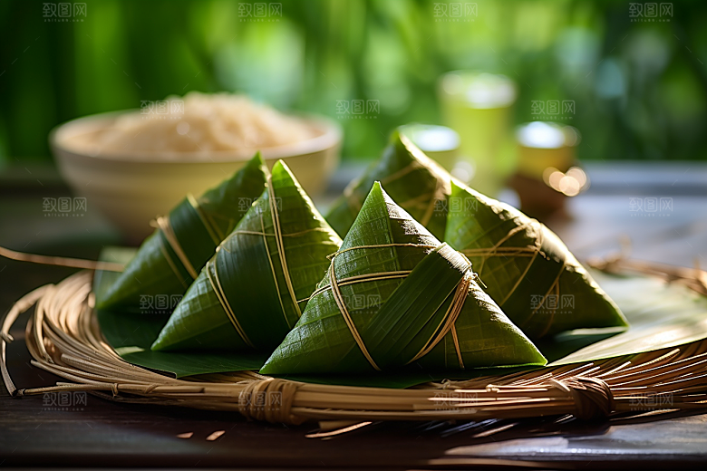 粽子粽叶自然摄影图