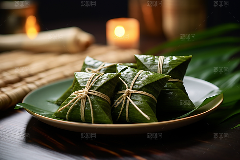 粽子粽叶小吃摄影图