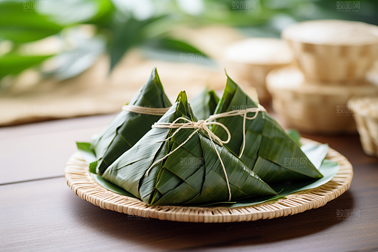 粽子包粽子粽叶摄影图