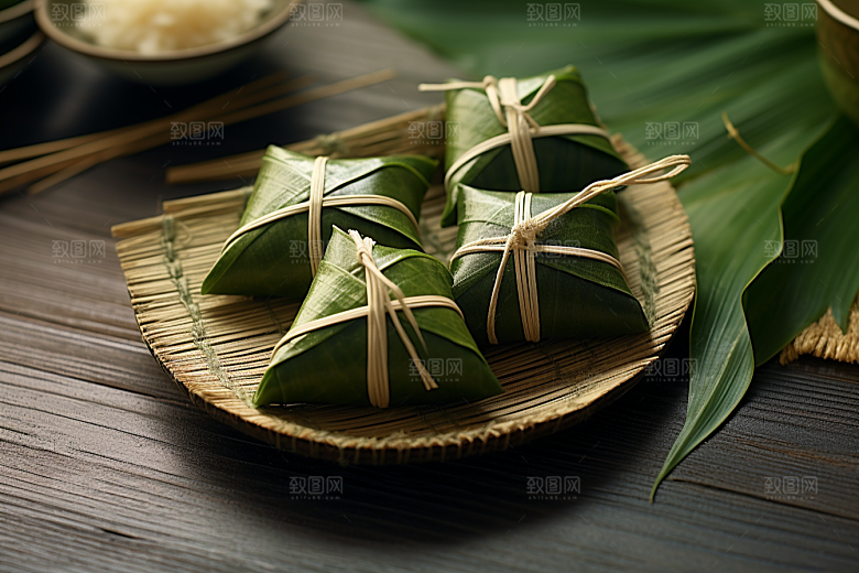 粽子粽叶端午节摄影图