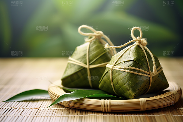 粽子高清粽叶摄影图