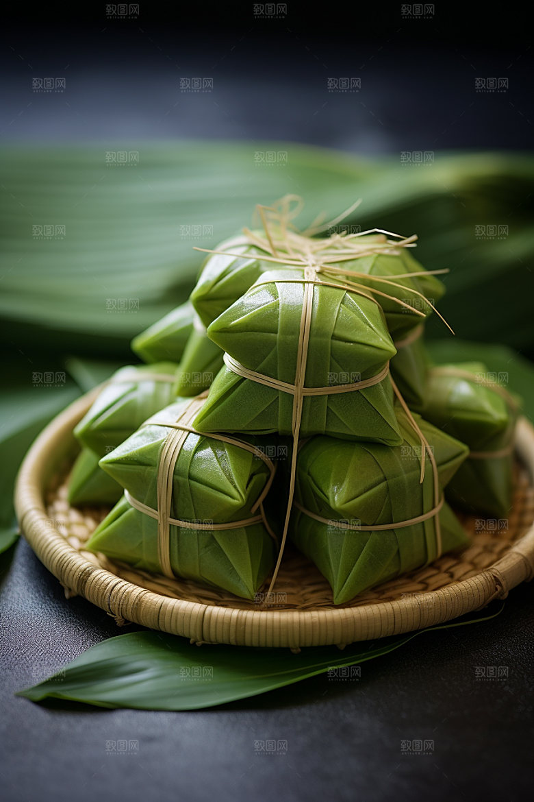 粽子传统美食包粽子摄影图