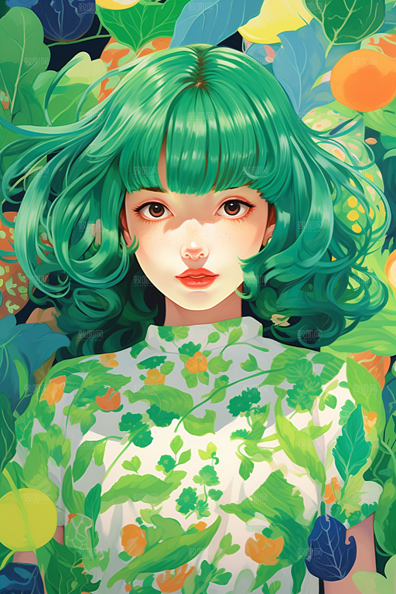 多巴胺女孩形象少女插画