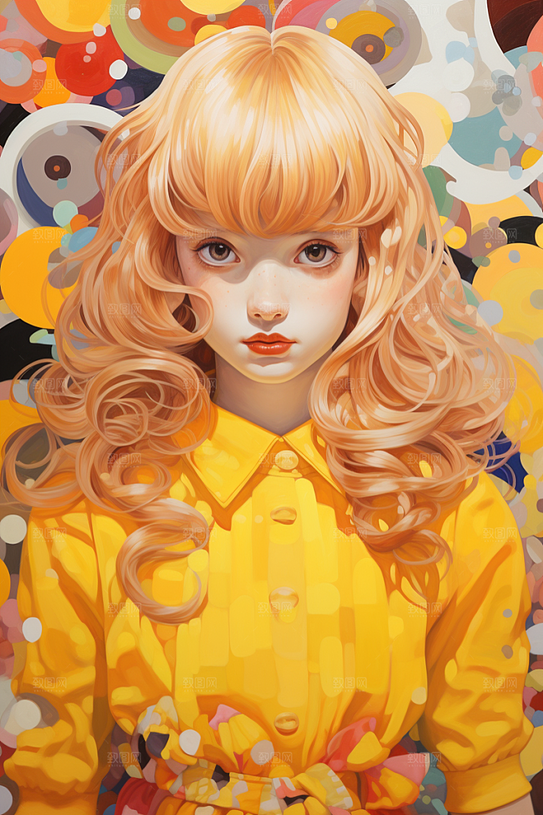 多巴胺女孩可爱穿搭插画