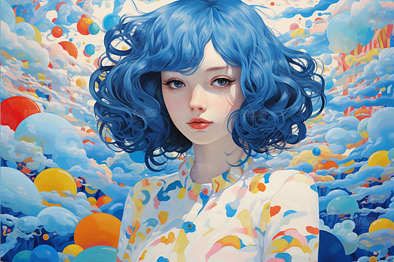 多巴胺女孩高清彩色插画