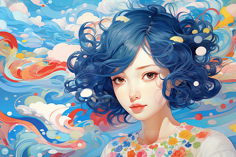 多巴胺女孩艺术感穿搭插画