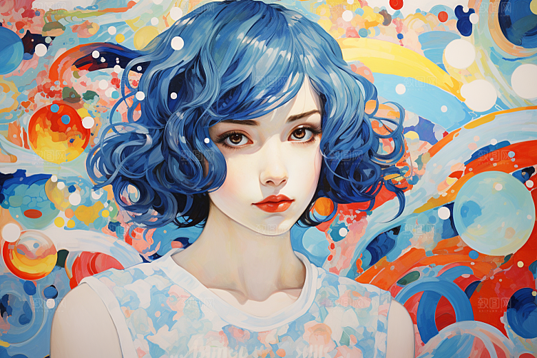 多巴胺女孩手绘穿搭插画