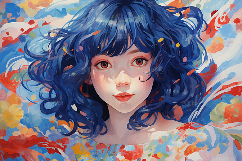 多巴胺女孩艺术感缤纷插画