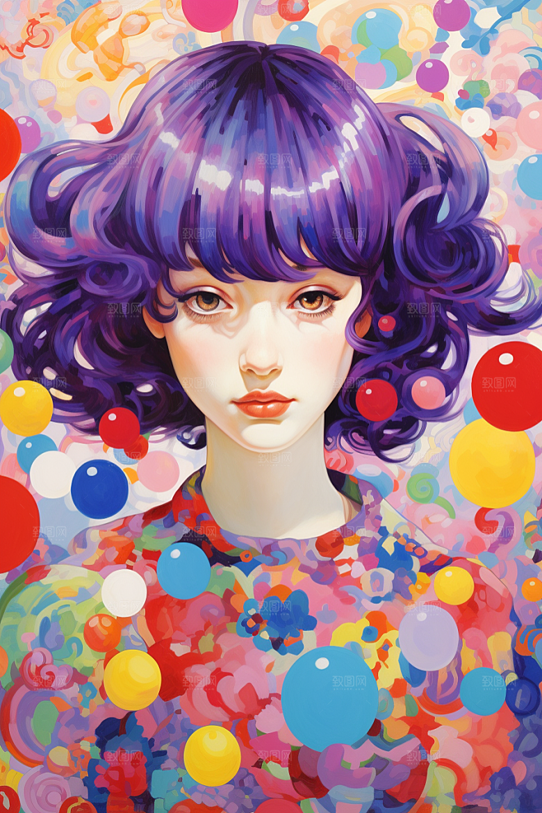 多巴胺女孩形象穿搭插画