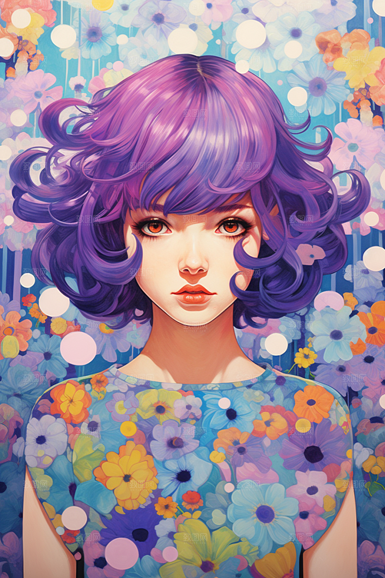 多巴胺女孩穿搭手绘插画