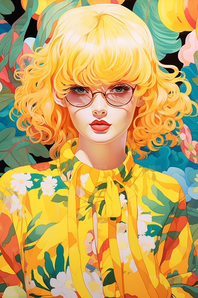 多巴胺女孩高清穿搭插画