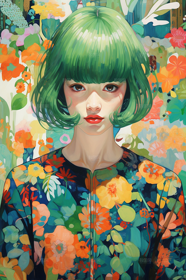 多巴胺女孩缤纷少女插画